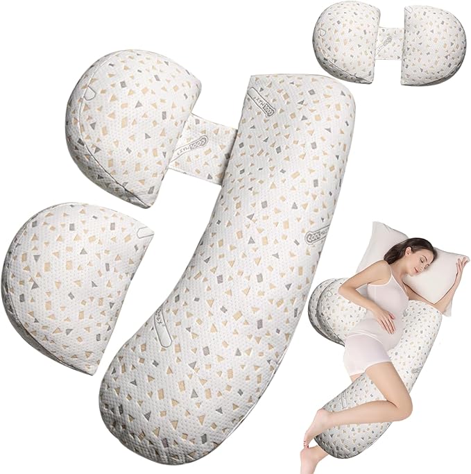 Pregnancy Pillow for Women - Maternity Pillow for Back Pain Relief & Full Body Support, Soft Sleeping Pillow with Removable Cover for Side Sleepers and Pregnancy