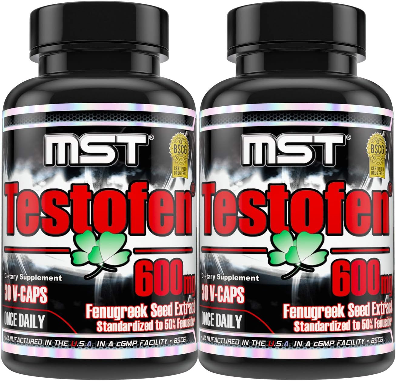 MST Testofen Supplement Twin Pack (2 Bottles of 30 Count Each) Fenugreek Seed Extract, Free Testosterone Booster, 600mg, 60 Count, Clinical Strength, BSCG Certified