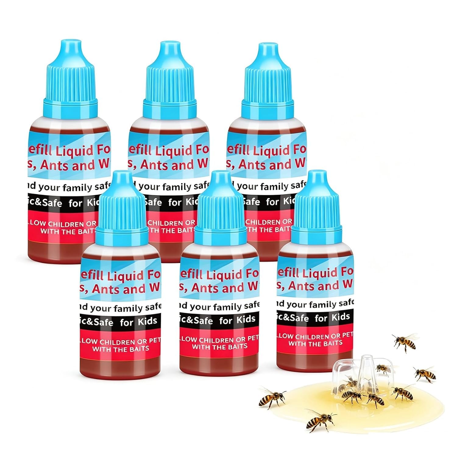 6pcs Fly Trap Refill Liquid 20ml Flying Insect Attractant Bait Solution