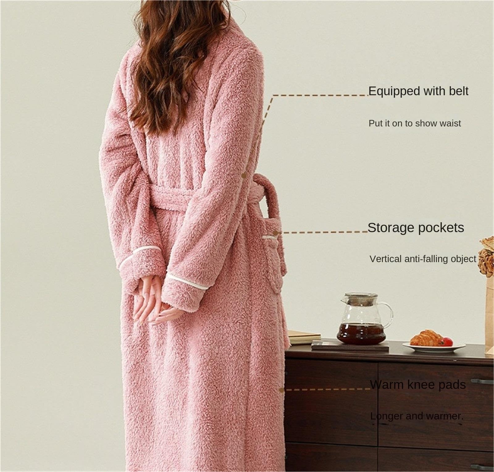Szlafrok Spa Szlafroki Damskie Długie Pluszowe Szaty Koralowy Polarowy Szlafrok Dla Dziewczynek Gruby Szalowy Kołnierz Bathrobe