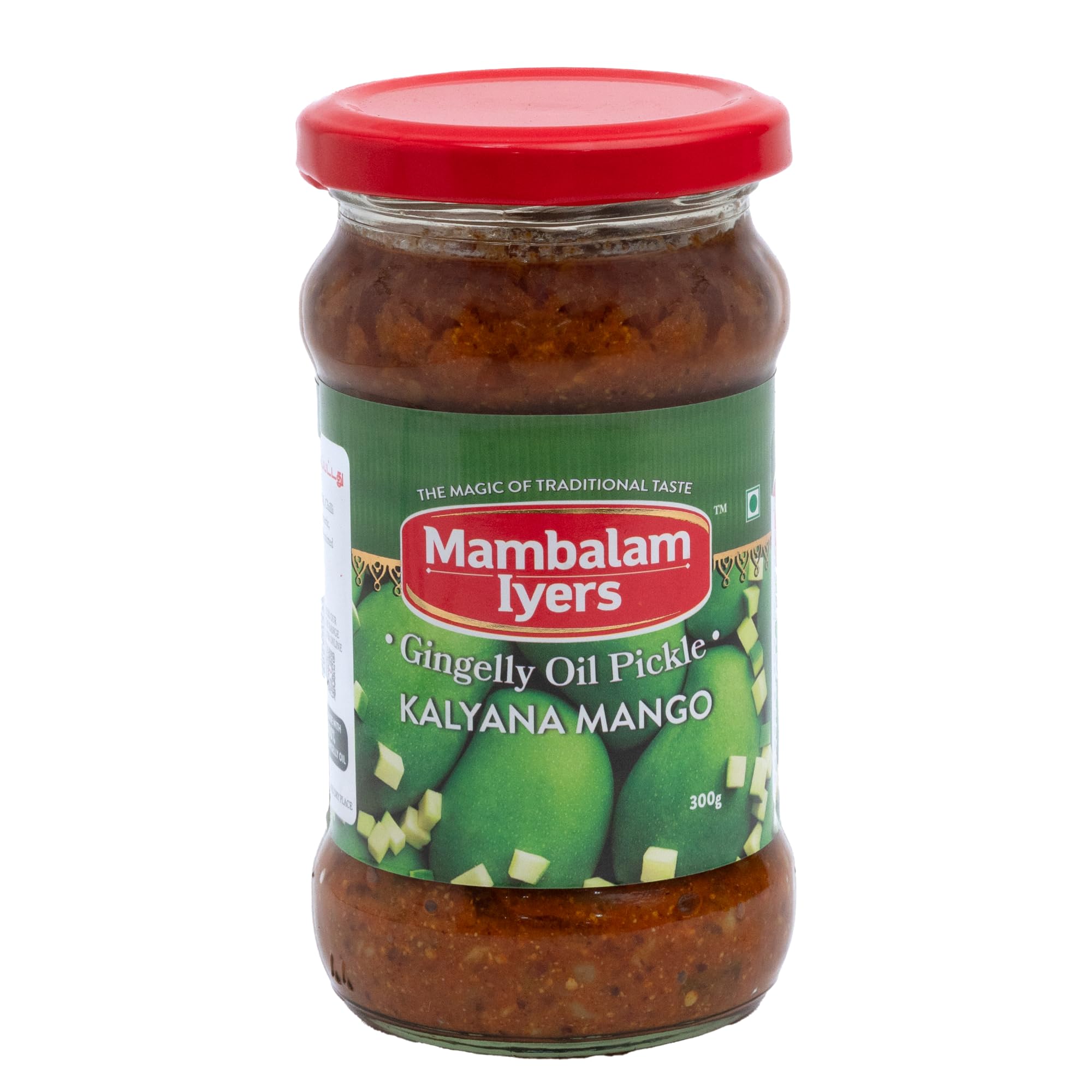 Kalyana Mango Pickle - 300g Glass bottle | Aam ka achaar | South Indian Pickle made with 100% Gingelly Oil | Kalyana Mangai oorukai