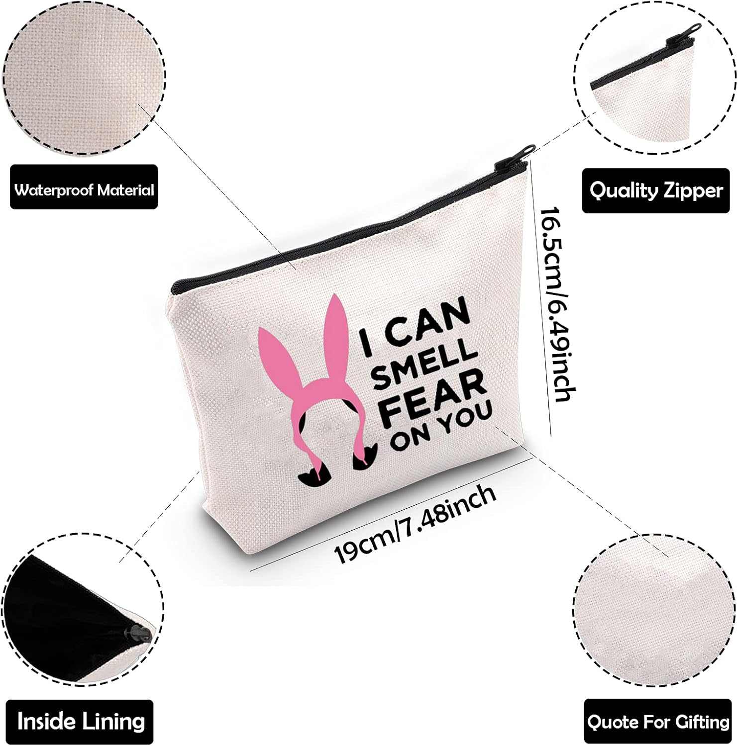 ZJXHPO Animated Cartoon Inspire Cosmetic Bag I Can Smell Fear on You TV Show Gift Louise Belcher Fans Gift (Fear on You) - Image 2