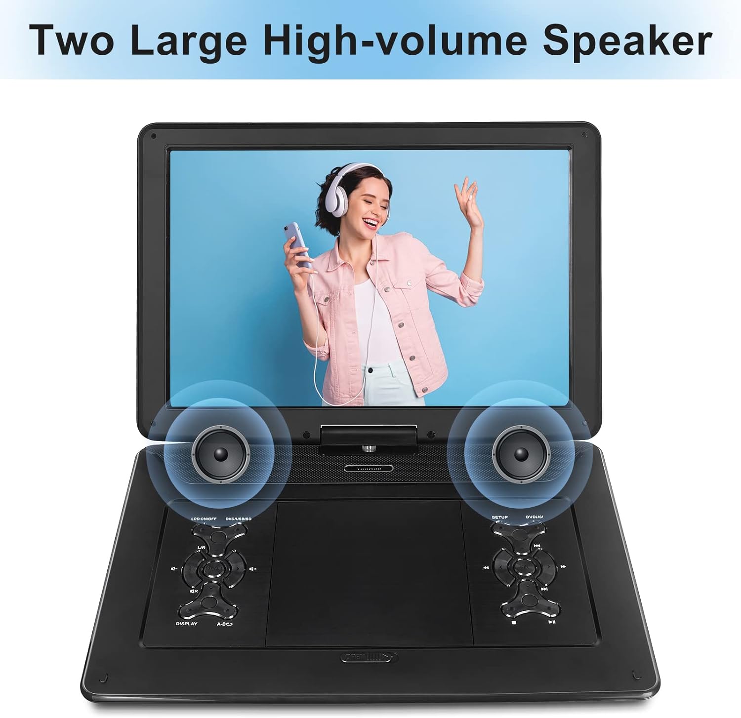 17.9" Portable DVD Player with 15.6’’ Large HD Screen, 6Hrs Play, DVD Player Portable with Dual Speaker, Last Memory, Support SYNC TV/USB/SD Card, Play All Discs Format Except Blu-ray, Black