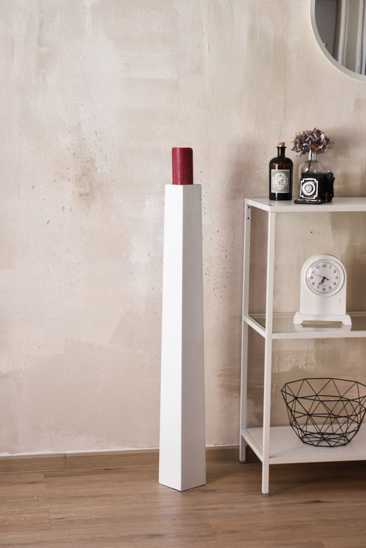 VIVANNO Portavelas, candelabro, portavelas de pie, obelisco, Blanco Mate, 100