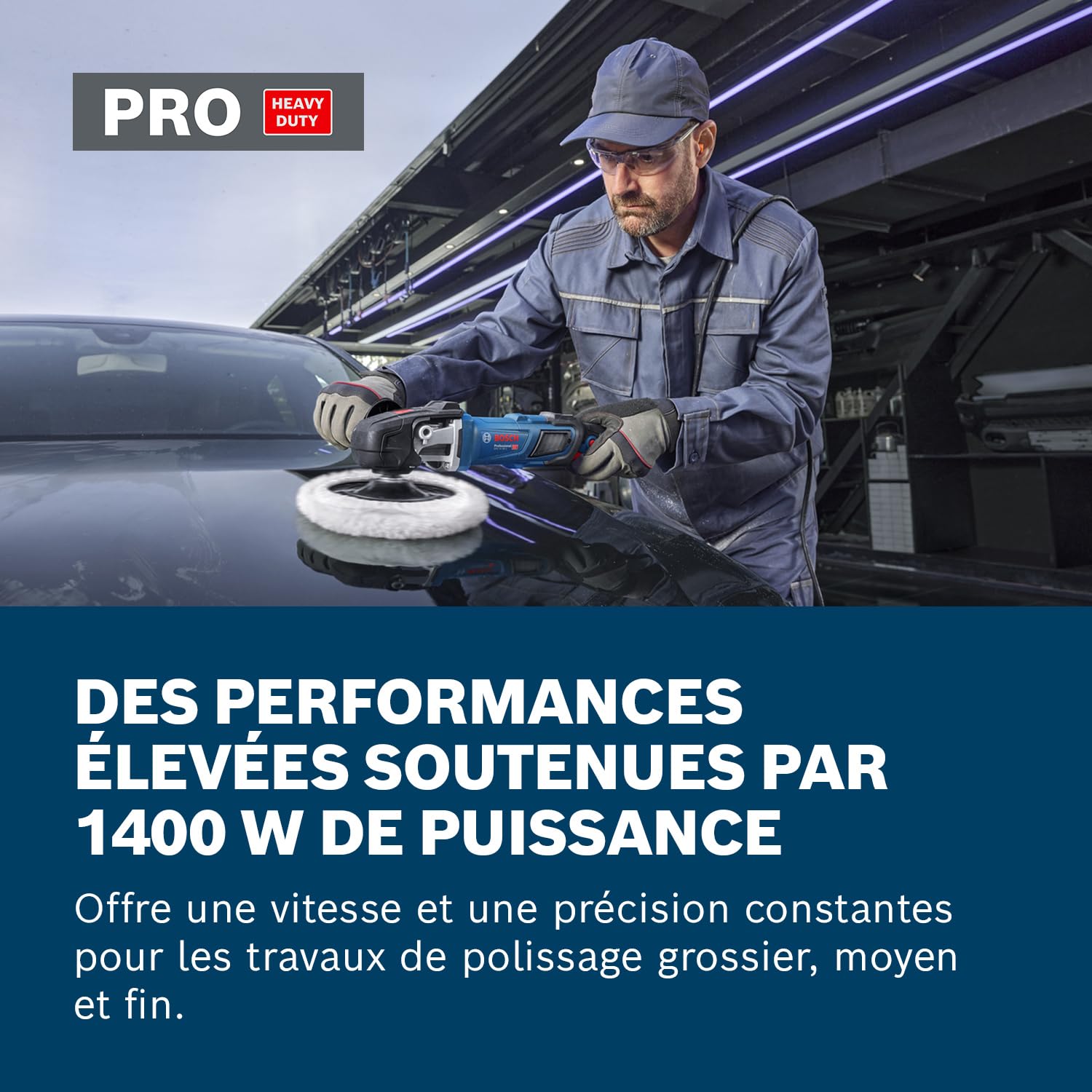 Bosch Professional polisseuse filaire GPO 14-180 S (1 400 W, 6 modes de vitesse, avec poignée auxiliaire, poignée en D)