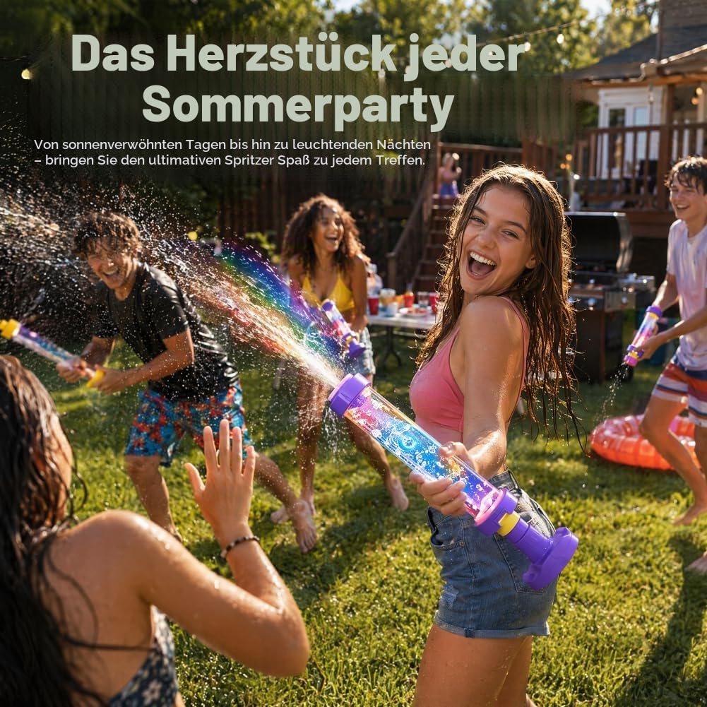 13.8" Glowing Rainbow LED Water Blaster | Summer Fun that Pops Like Magic, LED Water Blaster with Rainbow Lights - Glow in The Dark Water Gun for Adults, for Outdoor Summer Party (3)