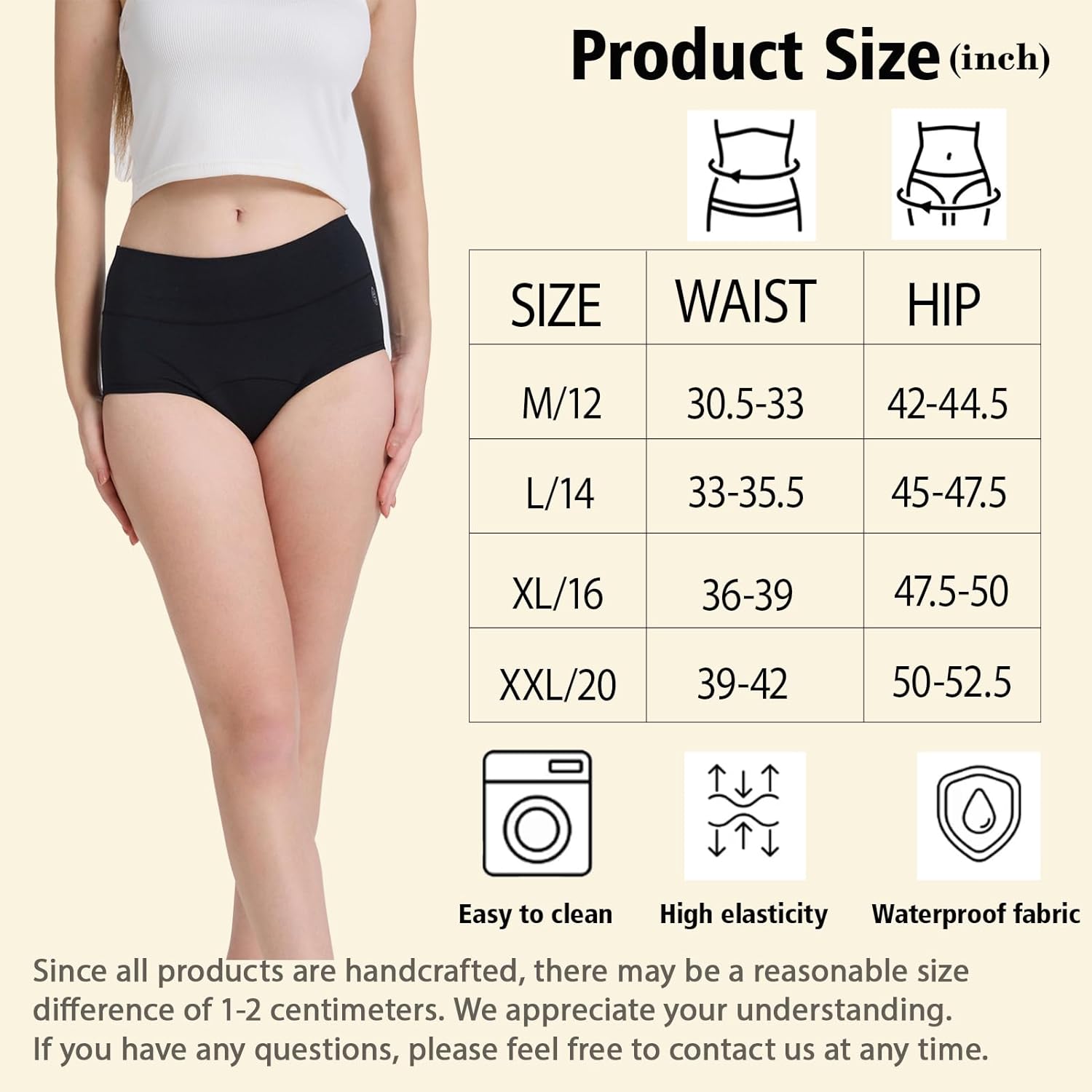 Washable Period Underwear for Women High Waist, Period Panties for Incontinence Women, Leakproof Menstrual Panties Cotton, Postpartum Underwear, 3Pack, X-Large - Image 10