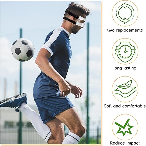 Miniatura 4 de Liliful Almohadillas protectoras de fútbol para máscara facial, acolchado negro con protector de nariz de repuesto para protección deportiva,