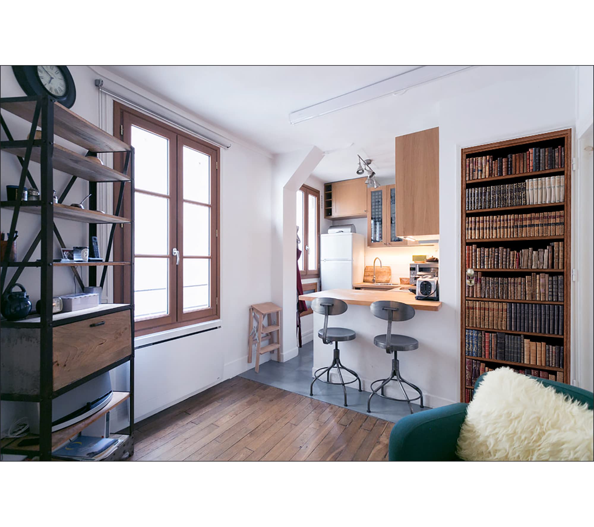 Sticker porte, trompe l'oeil vintage biblitohèque ancienne maron vieux livres, 204 cm X 60 cm