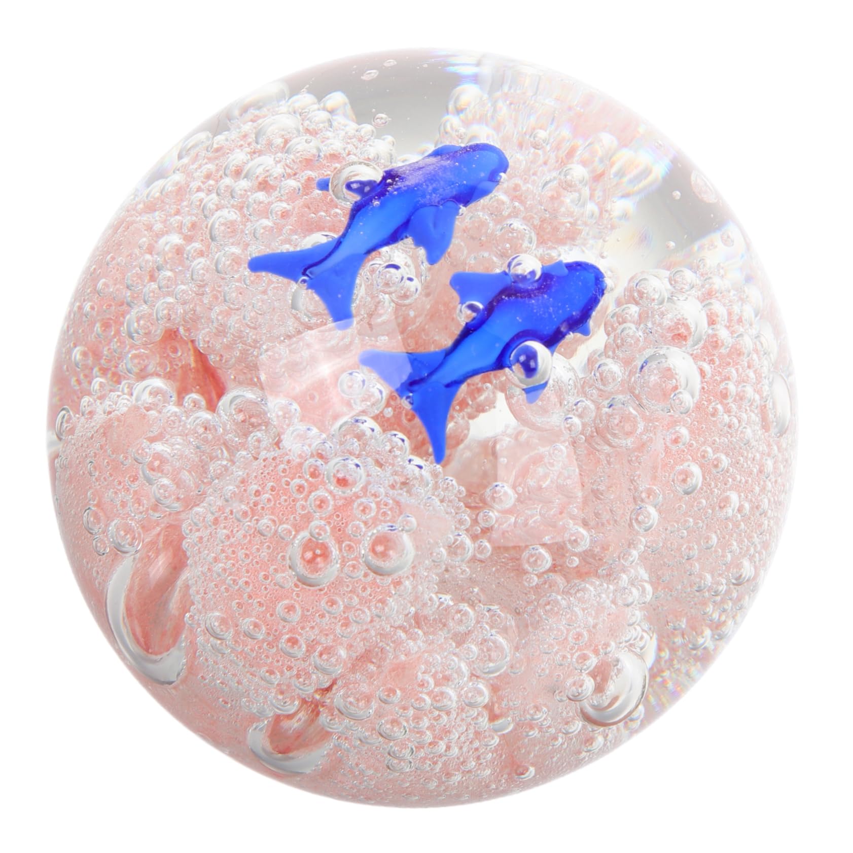 Sfera in Vetro Forma di Barriera Corallina Decorazione per Acquario Animali Marini Scultura di Pesci e Coralli Sfera in Vetro Corallo Ornamento per Acquario Soffiato Mano