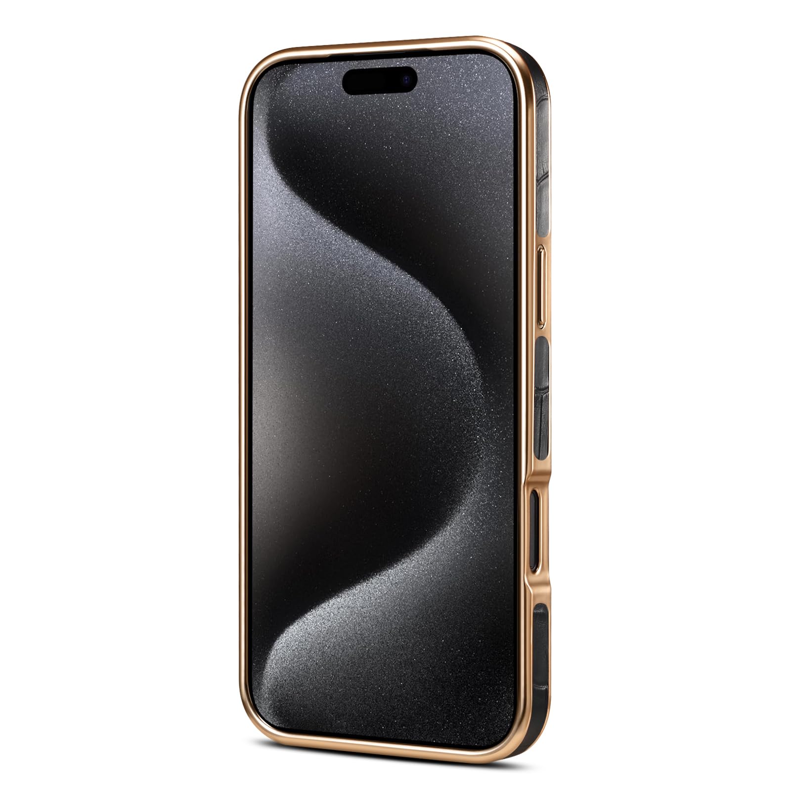 Custodia in pelle con motivo galvanizzato e ricarica wireless per iPhone 16 Plus (per iPhone 16 Plus/viola)