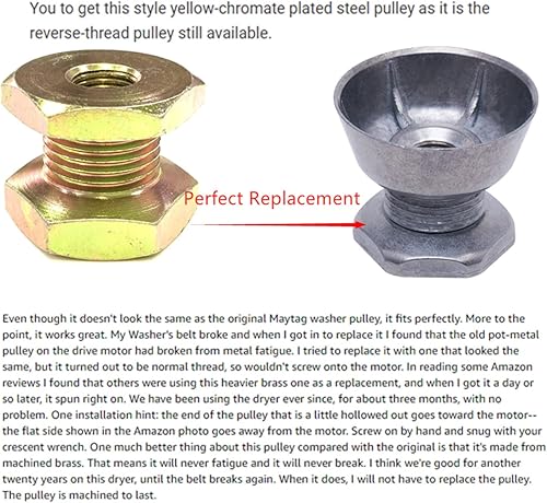 Miniatura 2 de 754305 Secador Motor polea izquierda rosca - para Maytag Amana Speed Queen reemplaza parte 2200376 AP4029141