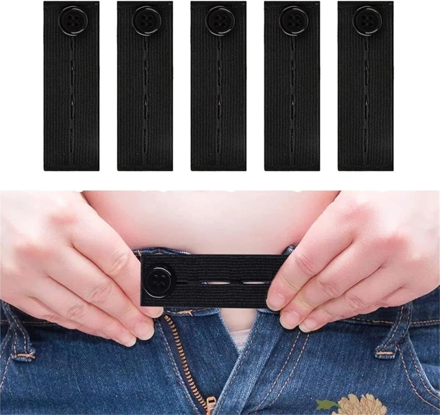 Pants Extenders 40pcs Adjustable Elastic Waist Extenders Belt Waistband Expanders For Men Women