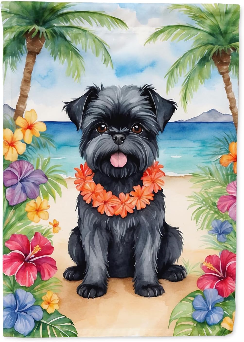 Caroline's Treasures DAC6345CHF Affenpinscher Luau House Flag Large Porch Sleeve Pole Decorative Outside Yard Banner Artwork Wall Hanging, Polyester, House Size, Multicolor