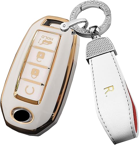 ontto Funda para llave de coche duradera e inteligente, con estilo, protección completa para Infiniti Q50 Q60 QX50 QX55 QX60, color beige