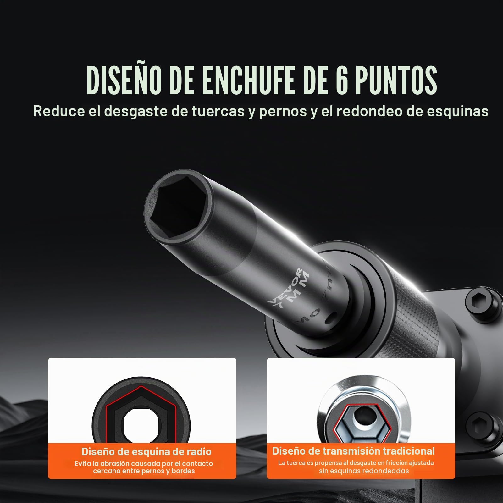 VEVOR Juego de Vasos de Impacto 1/2" Juego de Vasos de Impacto Métricos 34 Piezas 29 Enchufes Acero de Aleación CR-Mo Dureza HRC 42-48 Marcador de Tamaño Sólido con Estuche para Reparación