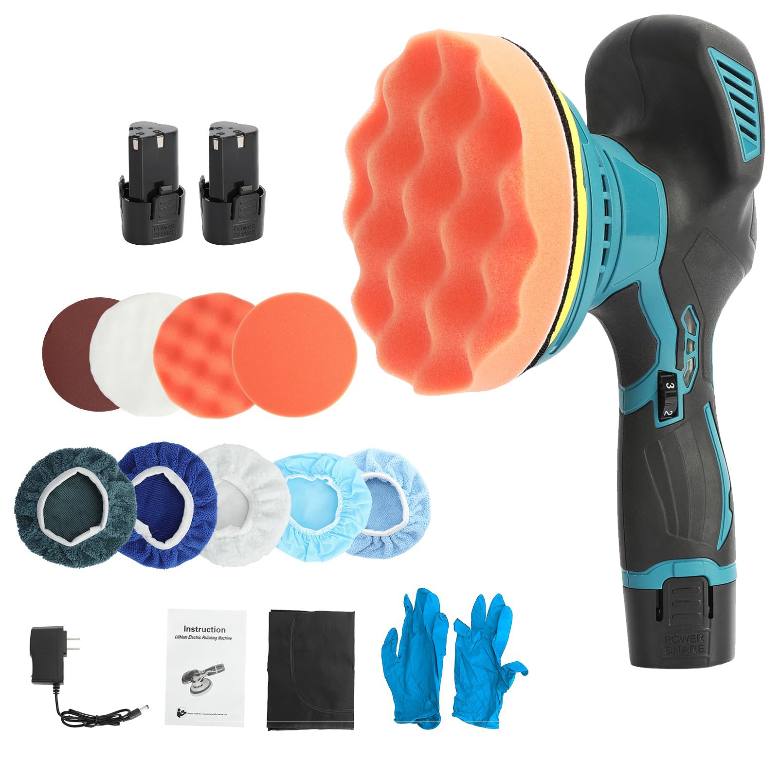 12V Car Buffers Polisher Cordless, 6 Variable Speed Car