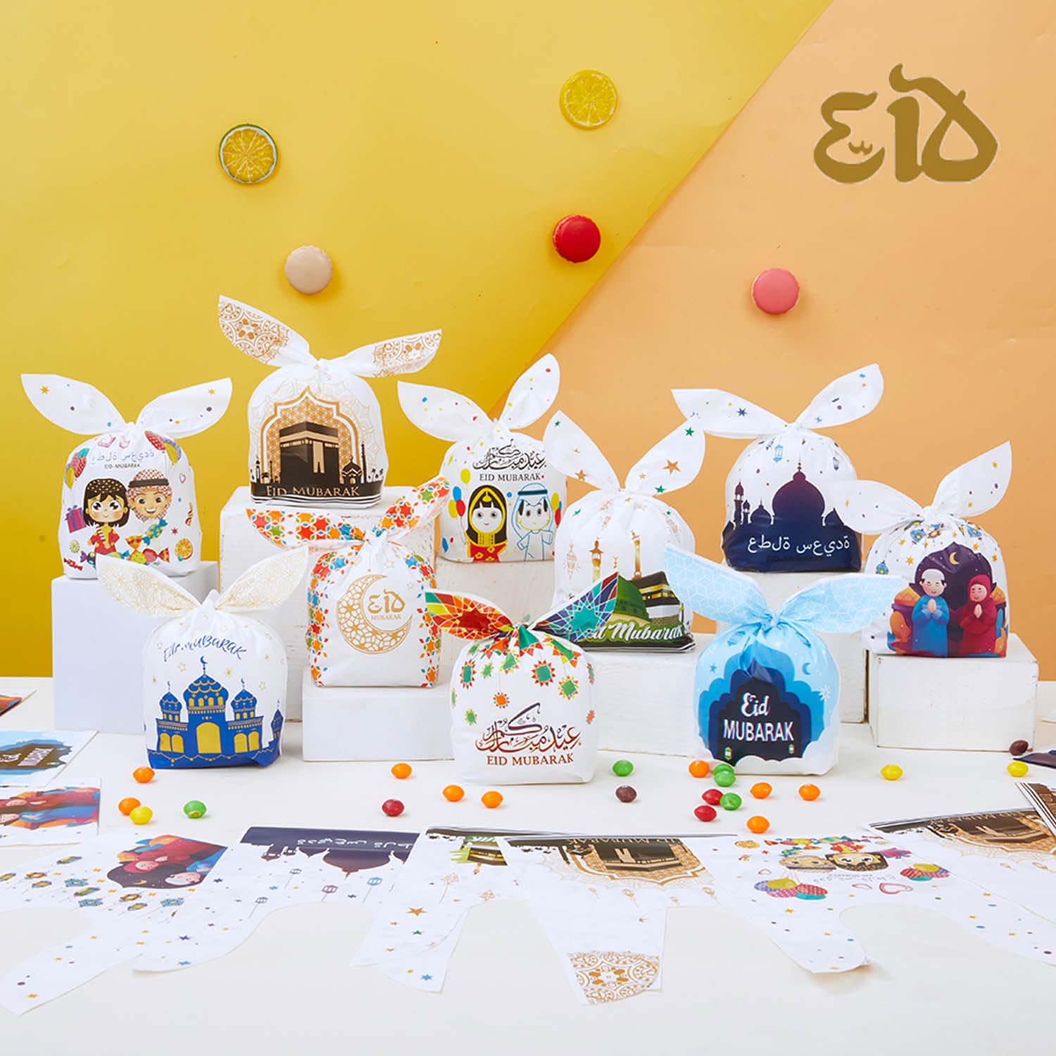 Sacchetti regalo di caramelle Eid Mubarak, sacchetti di plastica con