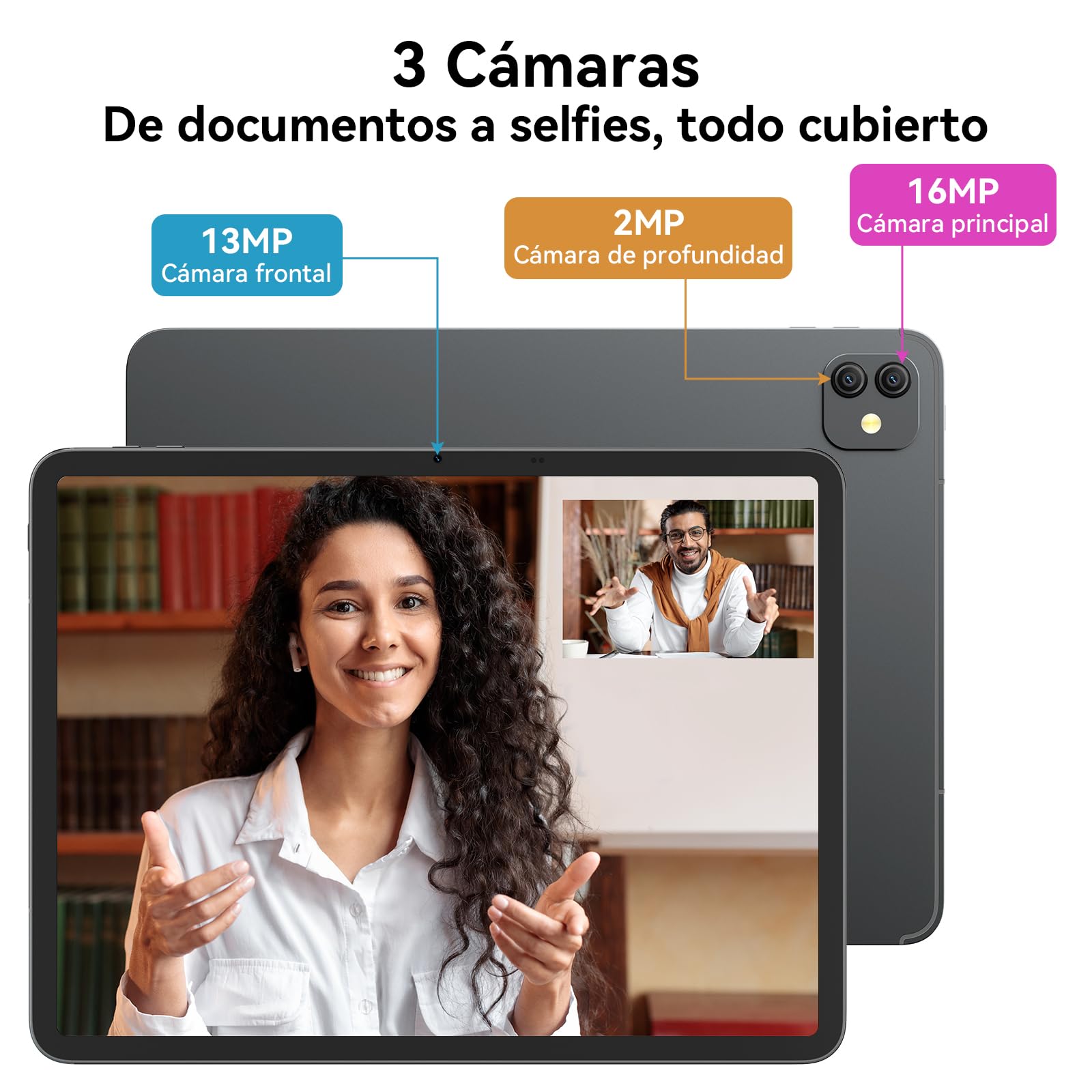 Blackview Link8 Tablet 13 Pulgadas,Android 15 Tableta con Teclado y Lapiz y Ratón,36GB RAM+256GB ROM,90Hz 2K FHD Display Octa Core G100 Gaming Tablet,16MP+13MP/Gemini AI/Widevine L1/8400mAh/Face ID