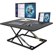 STANDNEE 32in Desk Riser for Standing or Sitting, Standing Desk Converter, Height Adjustable Sit Stand Desk Converter, Fully Assembled Monitor Laptop Riser Workstation for Home Office, Black