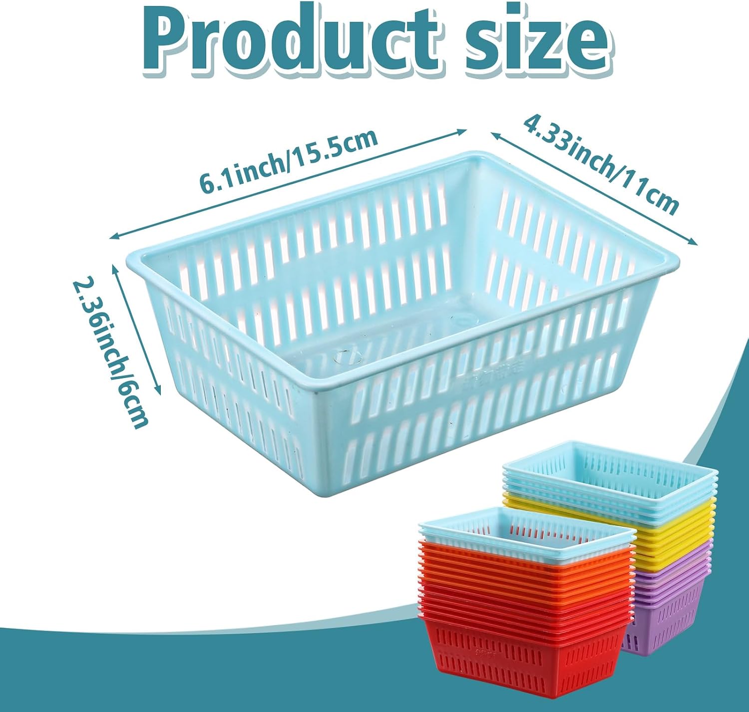 30 Pcs Mini Storage Baskets Bins, Plastic Organizer Basket, Colorful Shelf and Desk Make-up Storage Crate Organizing Containers, Ideal for Home Classroom Office Organization. 6.1"L x 4.5"W x 2.4"H