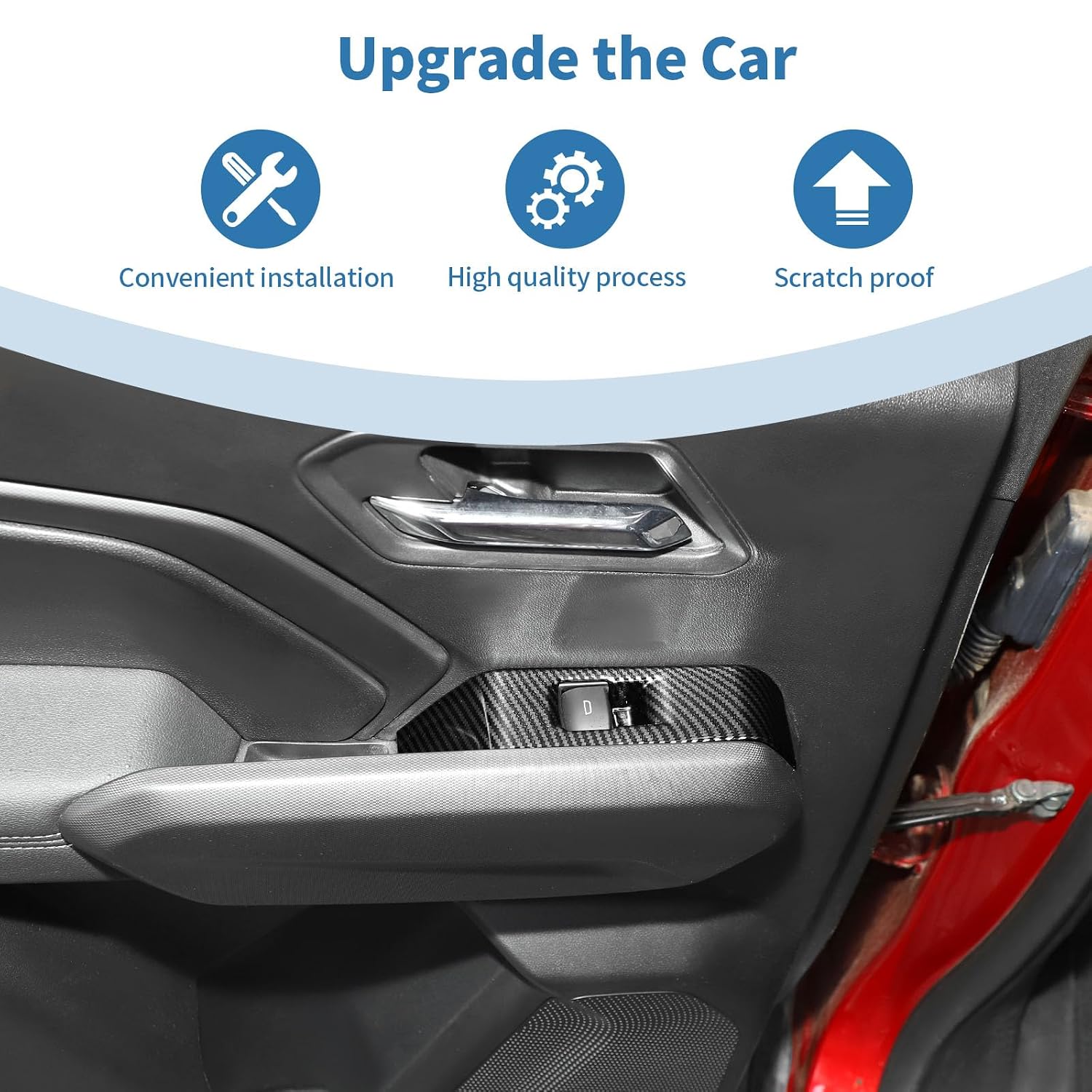 for Colorado Power Window Switch Panel Trim Cover for Chevrolet Colorado/GMC Canyon 2023 2024 up Carbon Fiber Grain Interior Accessories 4pcs