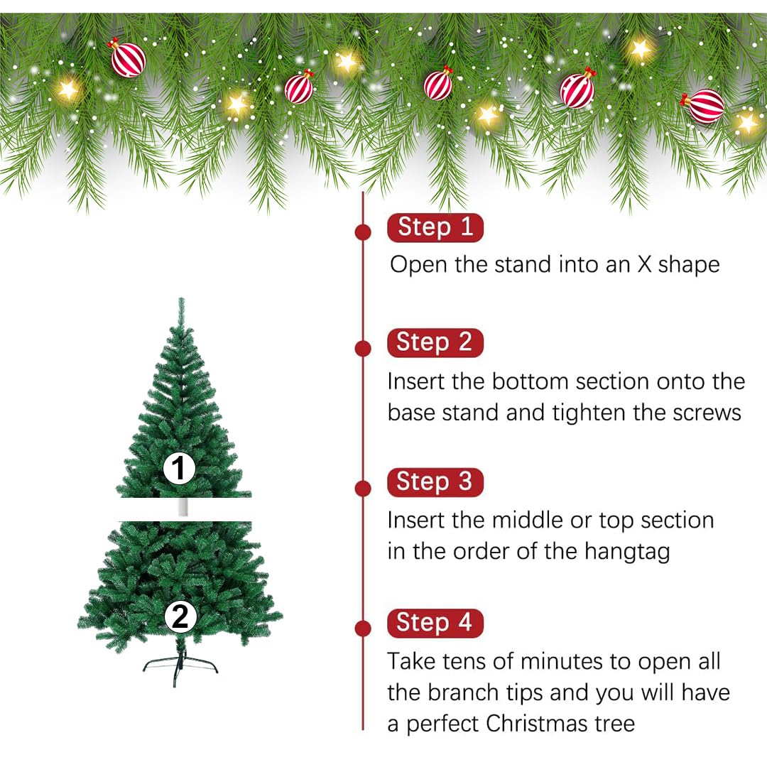 Green PVC Christmas Tree - 5 Feet, Easy Assembly -4 Green PVC Christmas Tree - 5 Feet, Easy Assembly -4