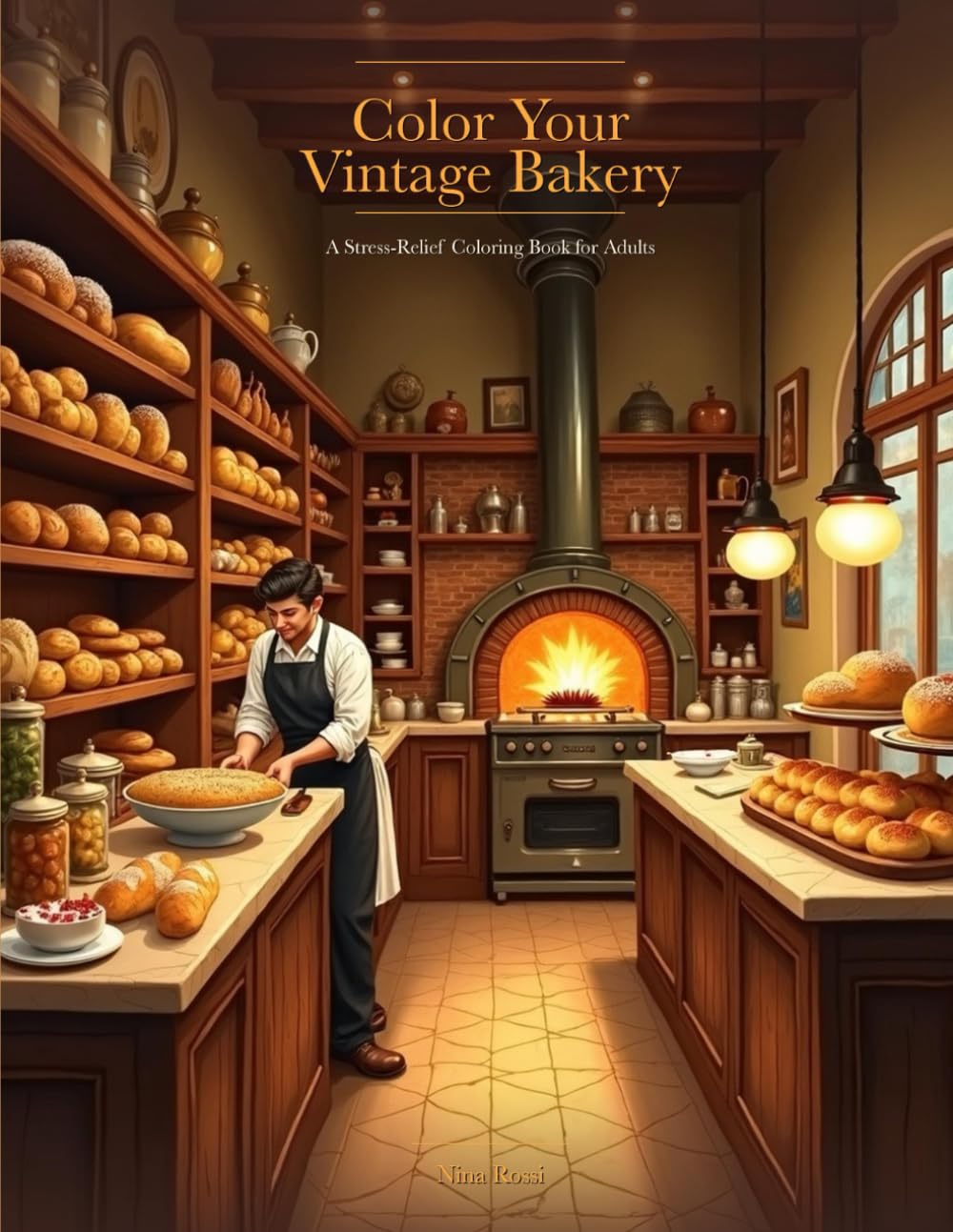 Color Your Vintage Bakery: A Stress-Relief Coloring Book for Adults