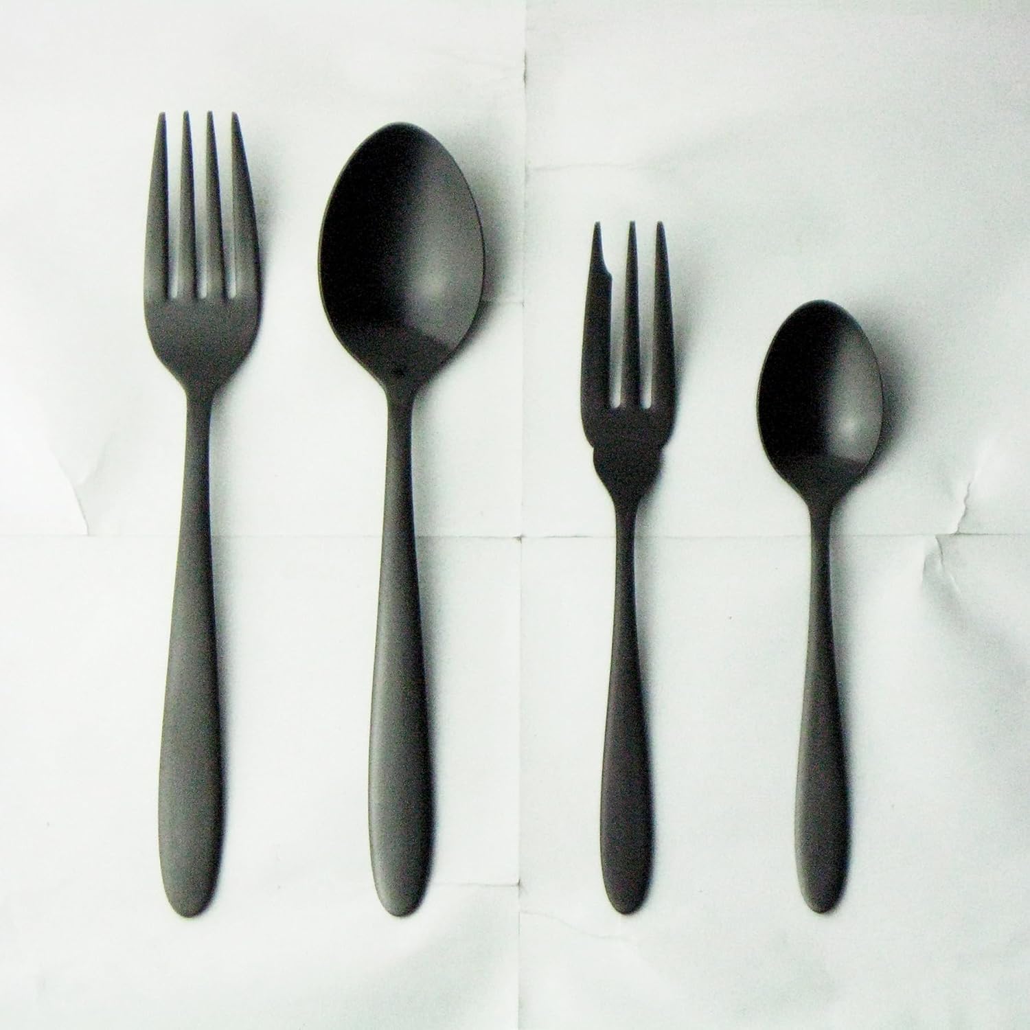 Nagao Tsubamesanjo Sumidumi Dinner Cutlery Set, 8 Pieces, 18-0 Stainless Steel, Black Oxidized Color, Made in Japan