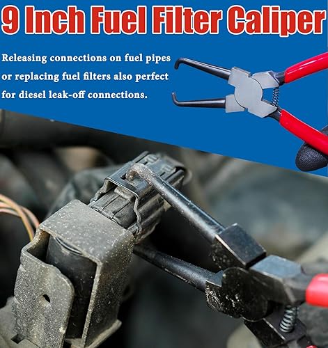 Miniatura 9 de Juego de 4 alicates de línea de combustible con alicates de desconexión de 80 grados, alicates para quitar mangueras, pinza de abrazadera de tubo de