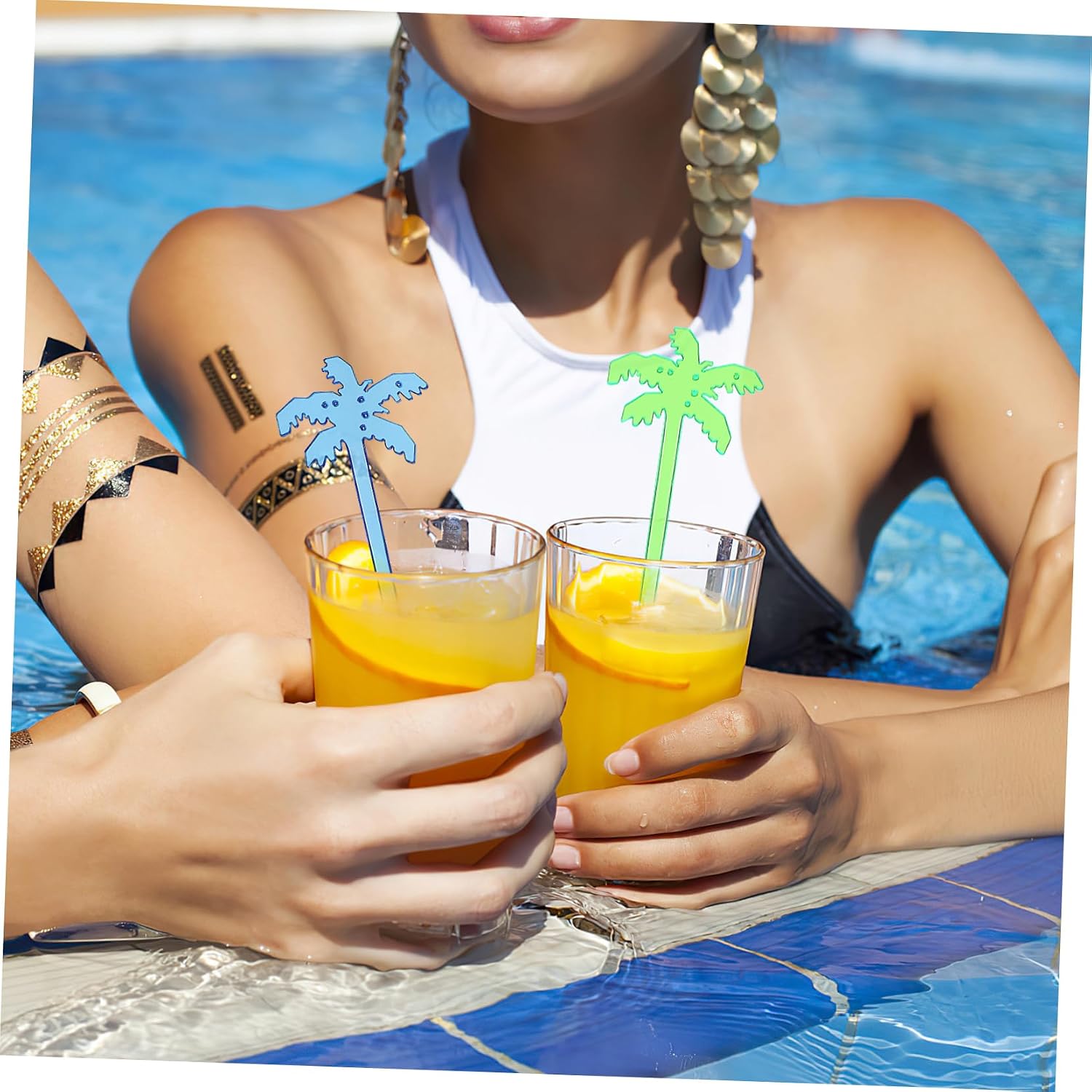 Cabilock 150pcs Coconut Tree Stir Bar Swizzle Sticks Decorative Mixing Rods for Cocktail Bar