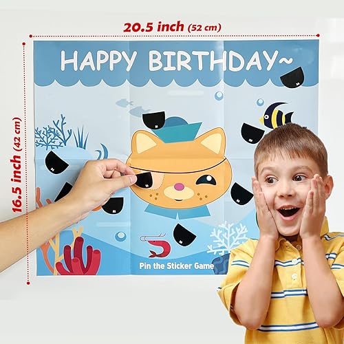 Miniatura 2 de Pin The Tail Games Suministros para fiestas de cumpleaños para niños, pin the patch en juegos de gatos, juegos de fiesta para niños y niñas,