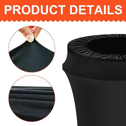 Miniatura 3 de 3 fundas elásticas de elastano para botes de basura de 32 galones, color negro de primera calidad, para exteriores, cubierta ajustable para
