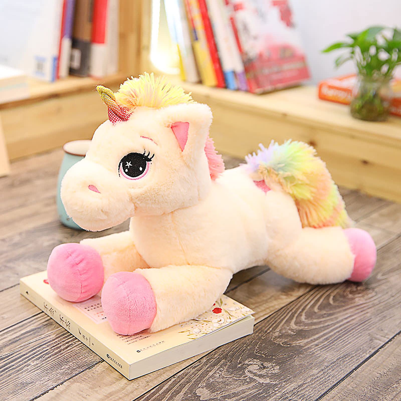 Trayosin Peluche de unicornio de 40/60 cm de alto, muy suave, con unicornio, para niños, niñas, regalo (beige y rosa, 40 cm)