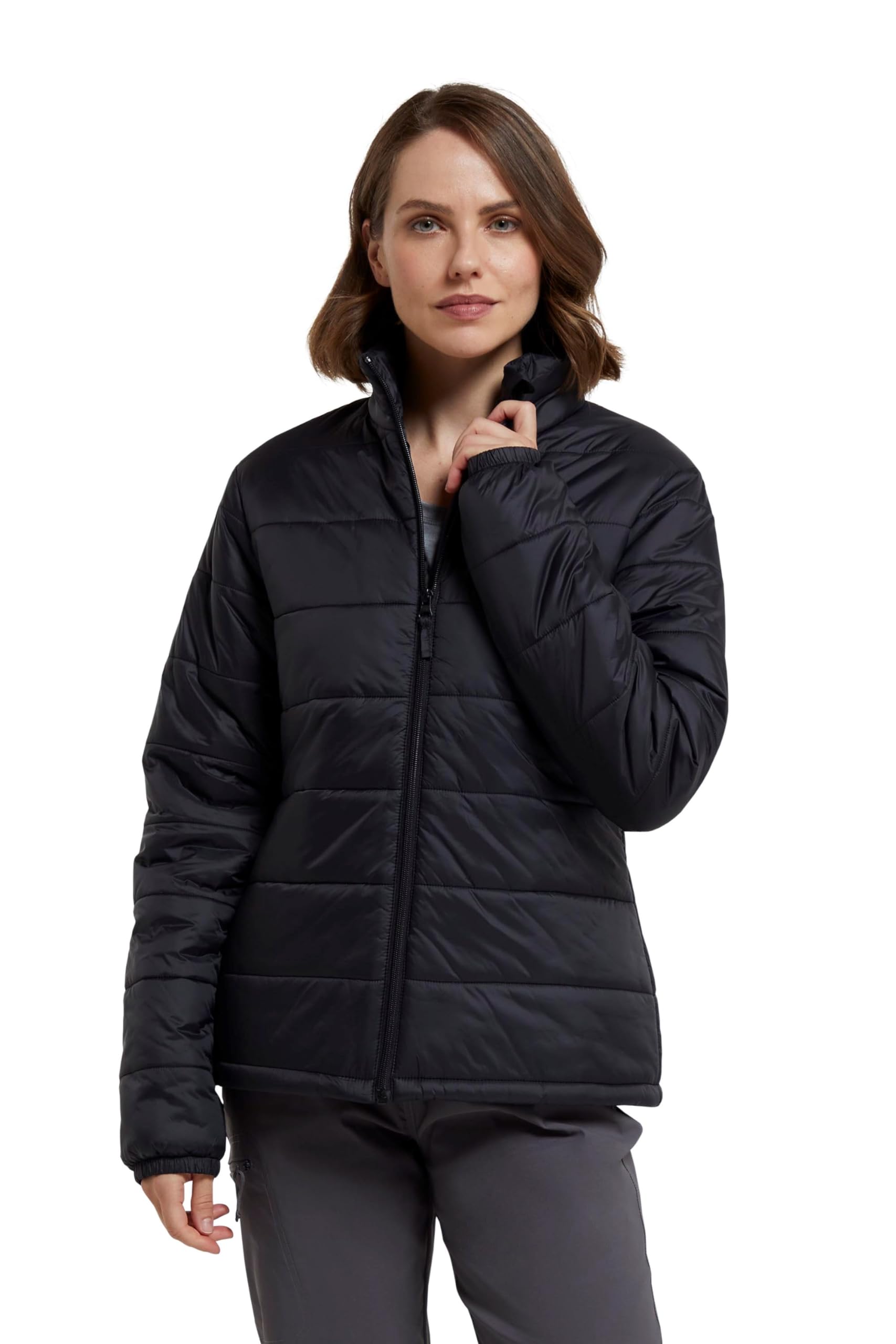 Mountain Warehouse Black Essentials Womens Lightweight Padded Jacket - Water-Resistant Full-Zip Puffer Coat With Microfibre Insulation - Spring Summer, Outdoors & Travelling Women's Size 14