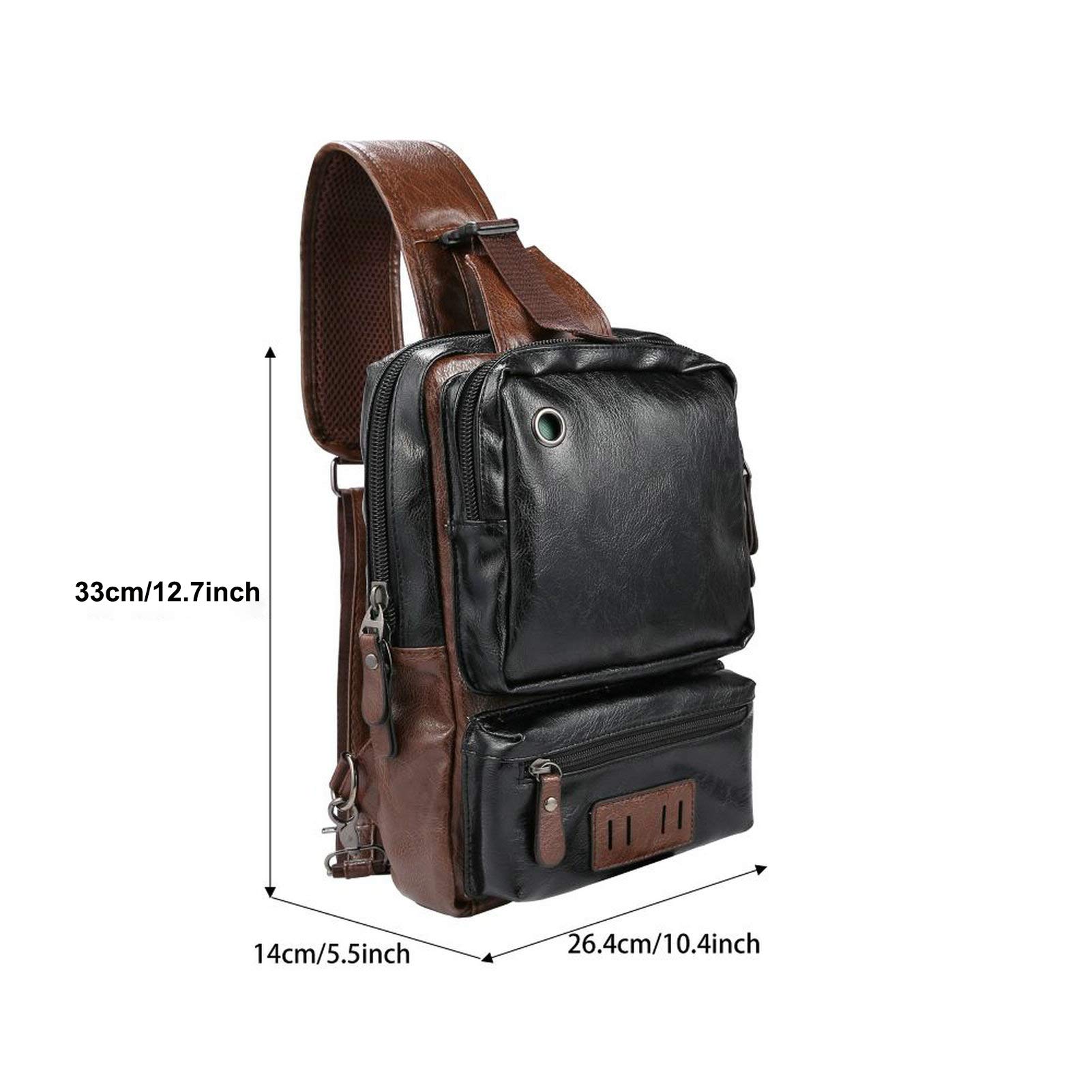 Lightweight PU Leather Sling Crossbody Backpack for Travel Outdoors Amazon.com: Men main image 2