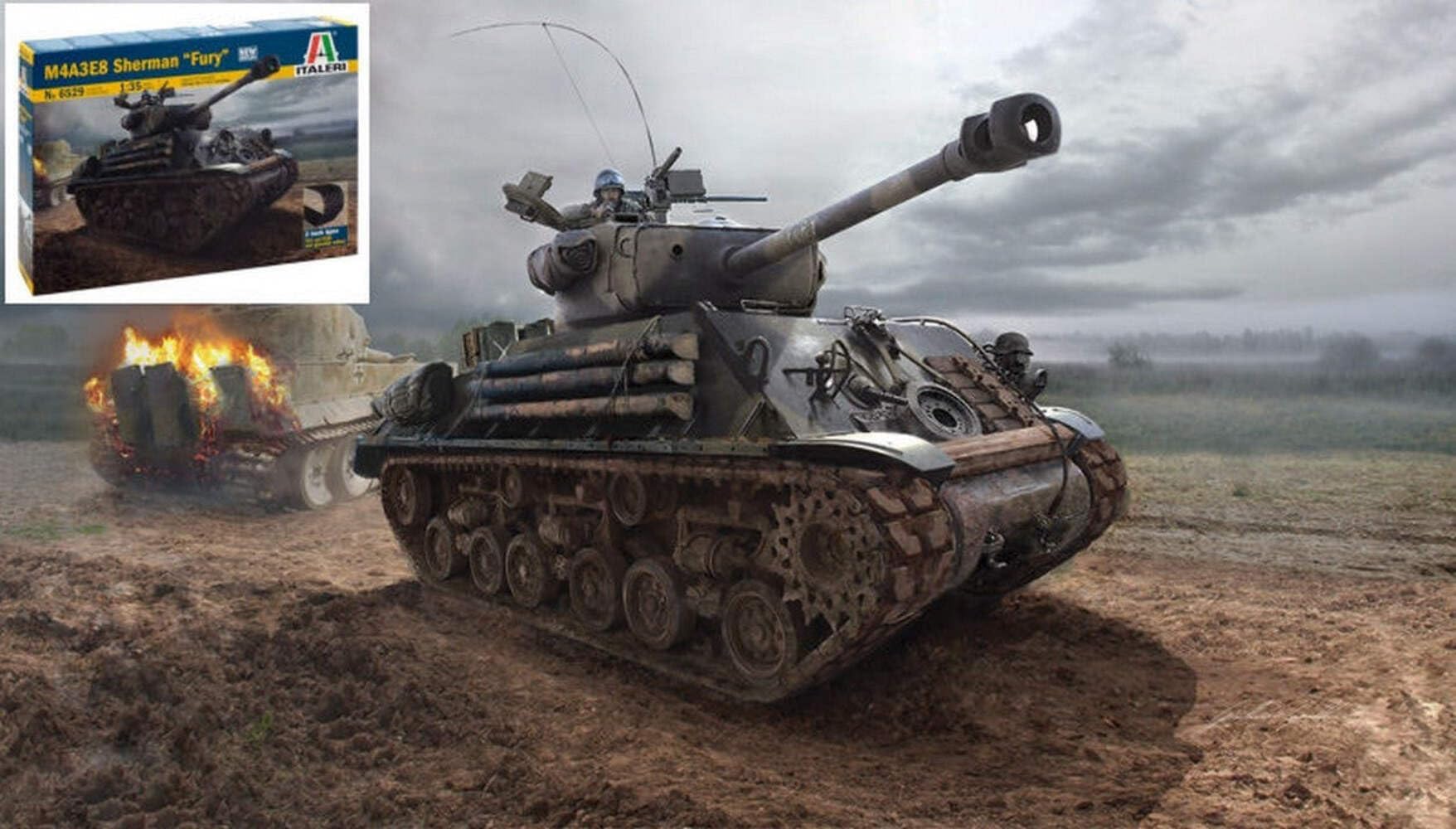 KIT DA MONTARE IN SCALA COMPATIBILE CON CARRO M4A3E8 SHERMAN FURY" KIT 1:35 ITALERI IT6529"