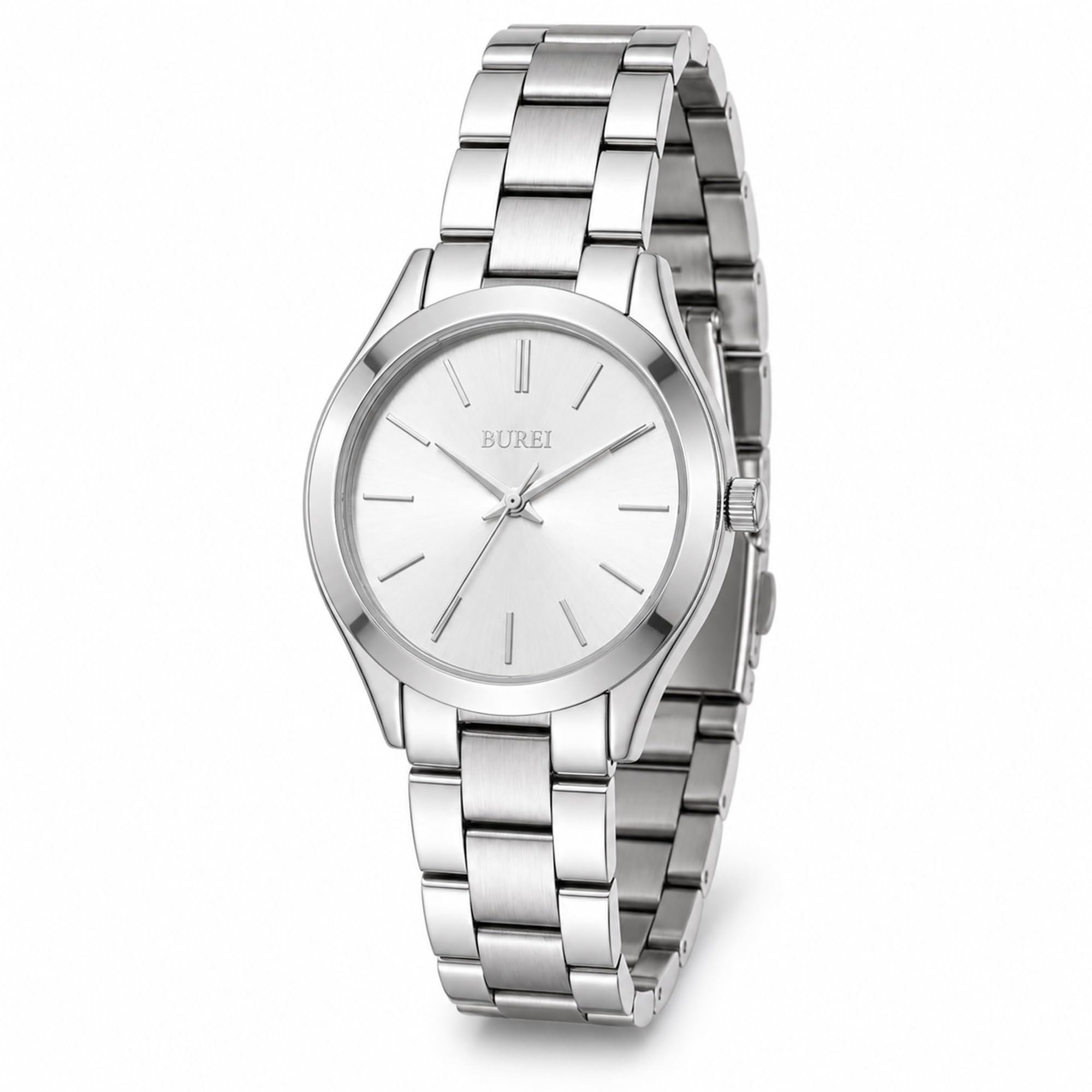 BUREI Reloj de Pulsera analógico Minimalista de Cuarzo para Mujer, clásico, Acero Inoxidable, Regalo para Mujer