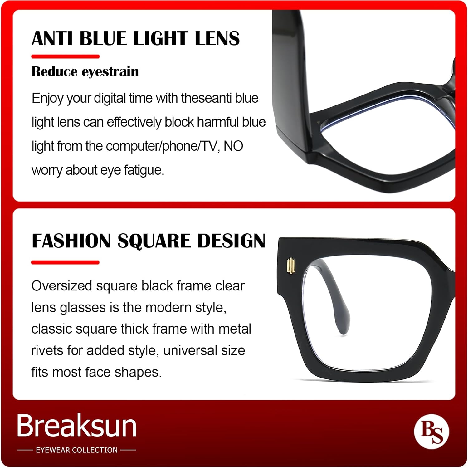 Fashion Oversized Blue Light Blocking Glasses for Women Men Trendy Big Square Frame Computer Eyeglasses - Image 6