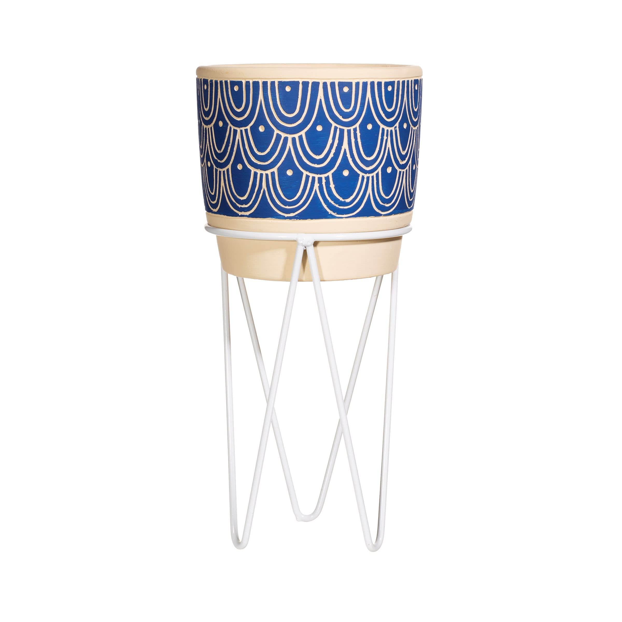 Sass & Belle Blue Wave Planter With Wire Stand