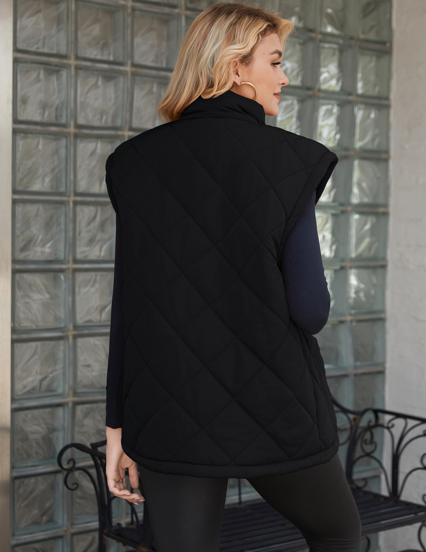 ZEAGOO Gilet corto da donna, senza maniche, trapuntato, autunno, leggero, gilet caldo, invernale, con cerniera, S-XXL