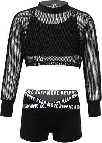 Kids Girls Hip Hop Dance Outfits Modern Jazz Team Sport Workout Performance Costume Dancewear