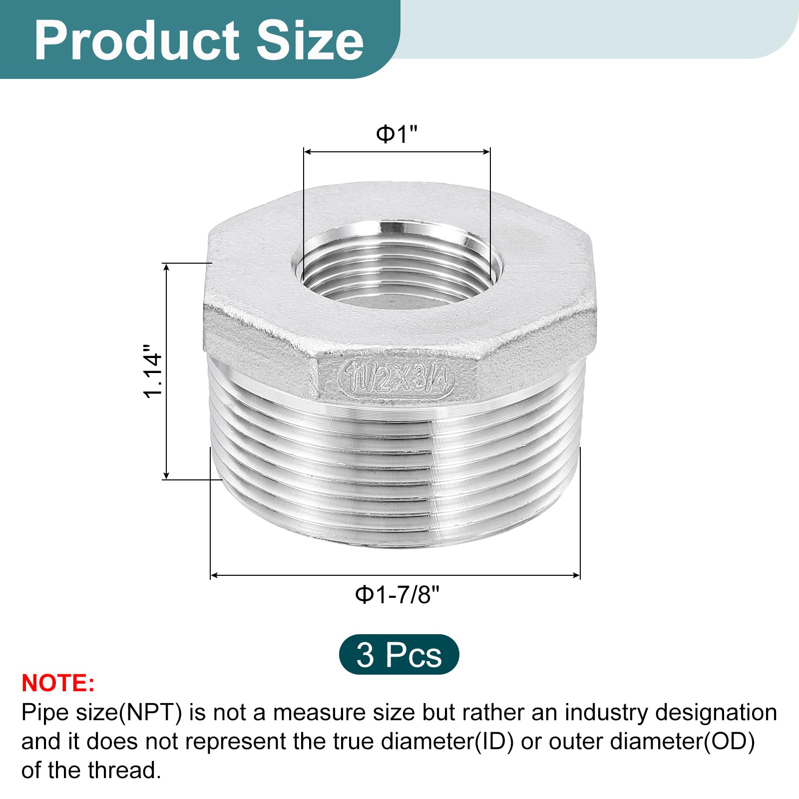 Uxcell Lot De 2 Adaptateurs Hexagonaux En Acier Inoxydable