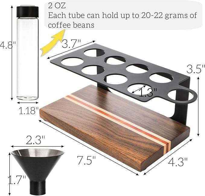 Pack de 8 Tubos de Vidrio AVLA para Café con Válvula y Base de Madera miniatura 3