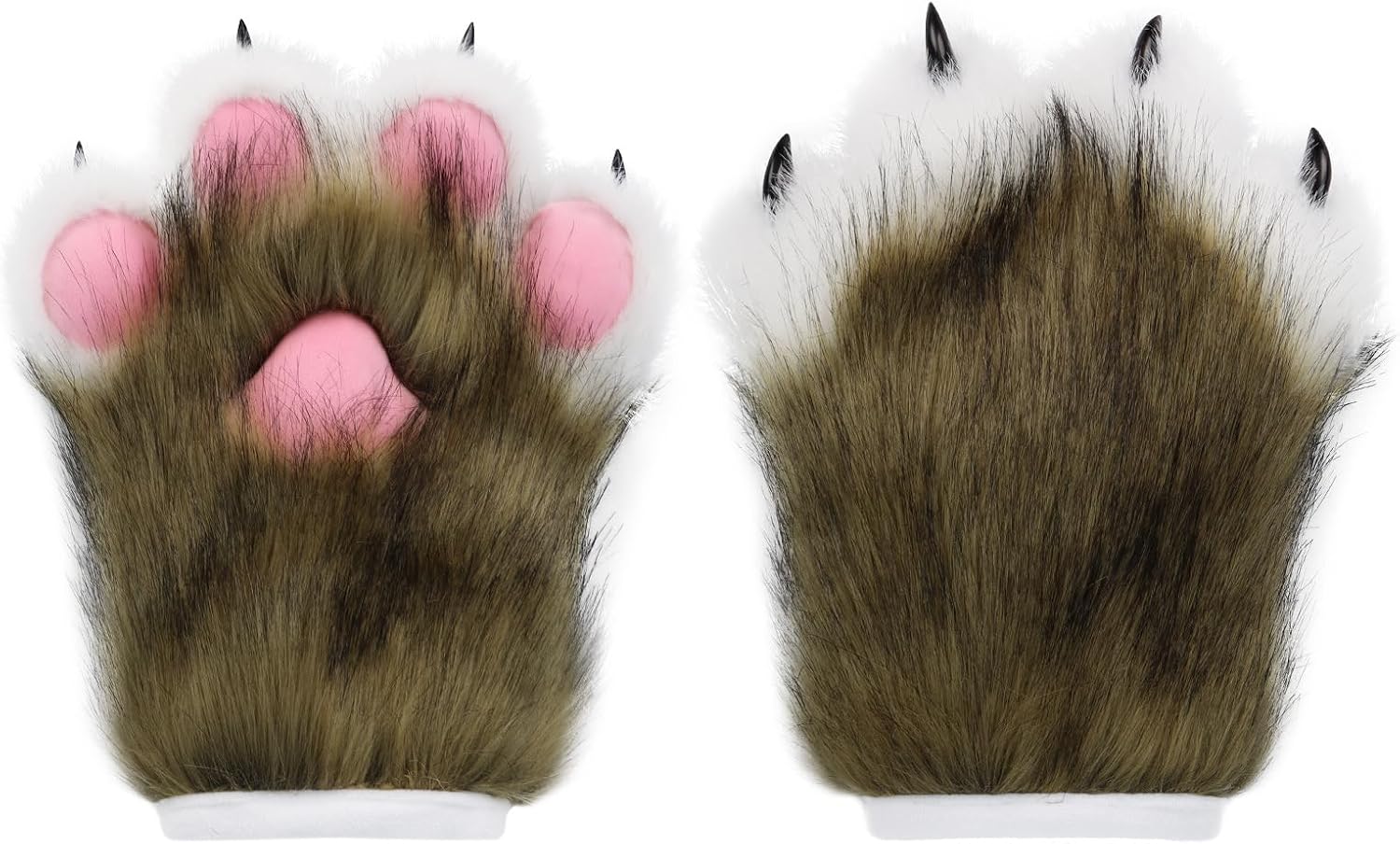 Plush Furry Animal Fox Bear Paws Mittens Gloves,Fursuit Cat Fox Wolf Paws Gloves for Halloween Therian Gear