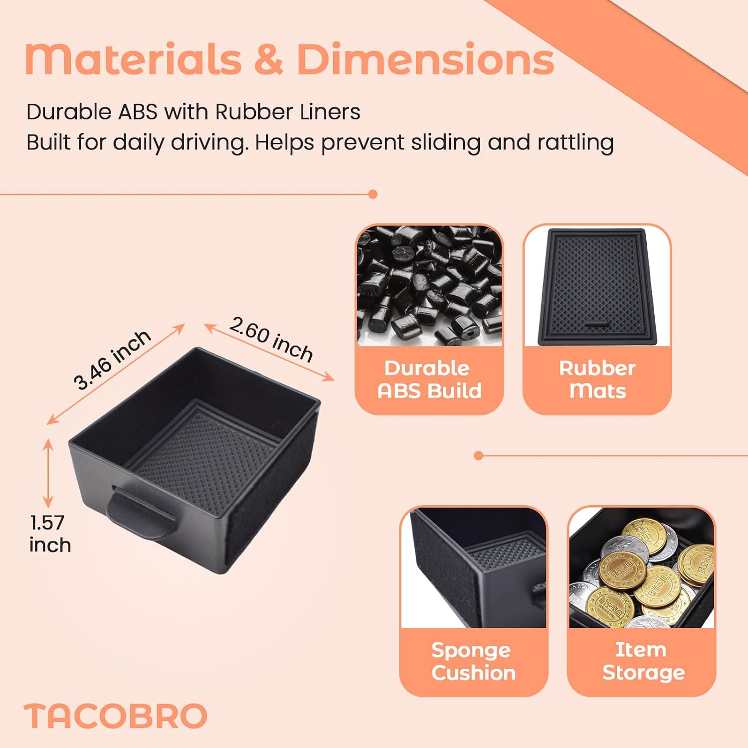 Center Console Storage Box and Center Console Organizer for Toyota Tacoma 2016–2023 Accessories