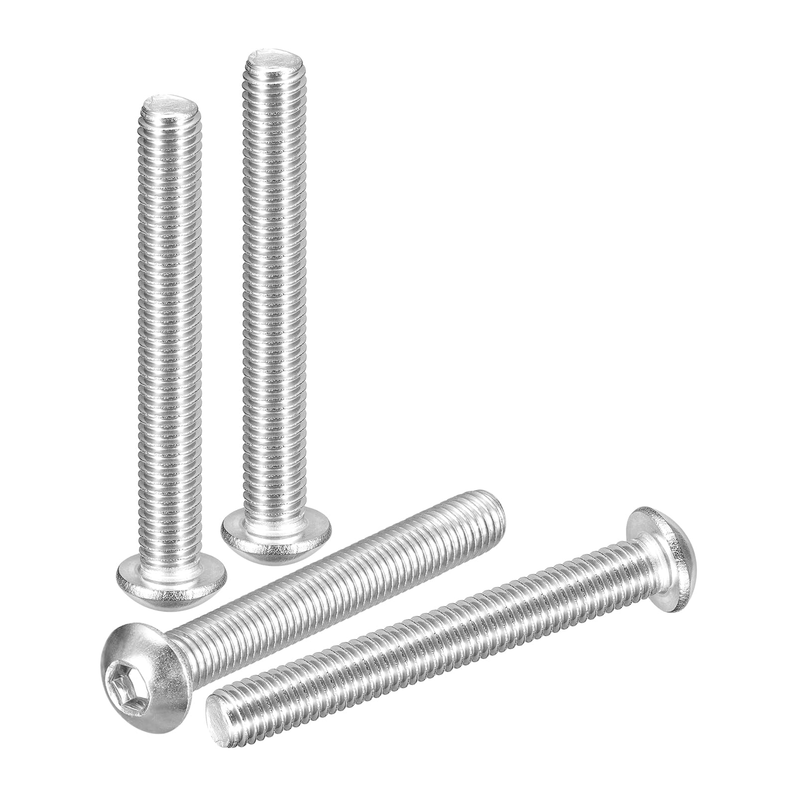DTGN M8-1.25x60mm Button Head Socket Cap Screws - 4Pack - Good for Road Bicycle, Mountain Bike, Auto, Motorcycle - 304 Stainless Steel Whitewashed - Hex Socket Drive Fasteners — image 1