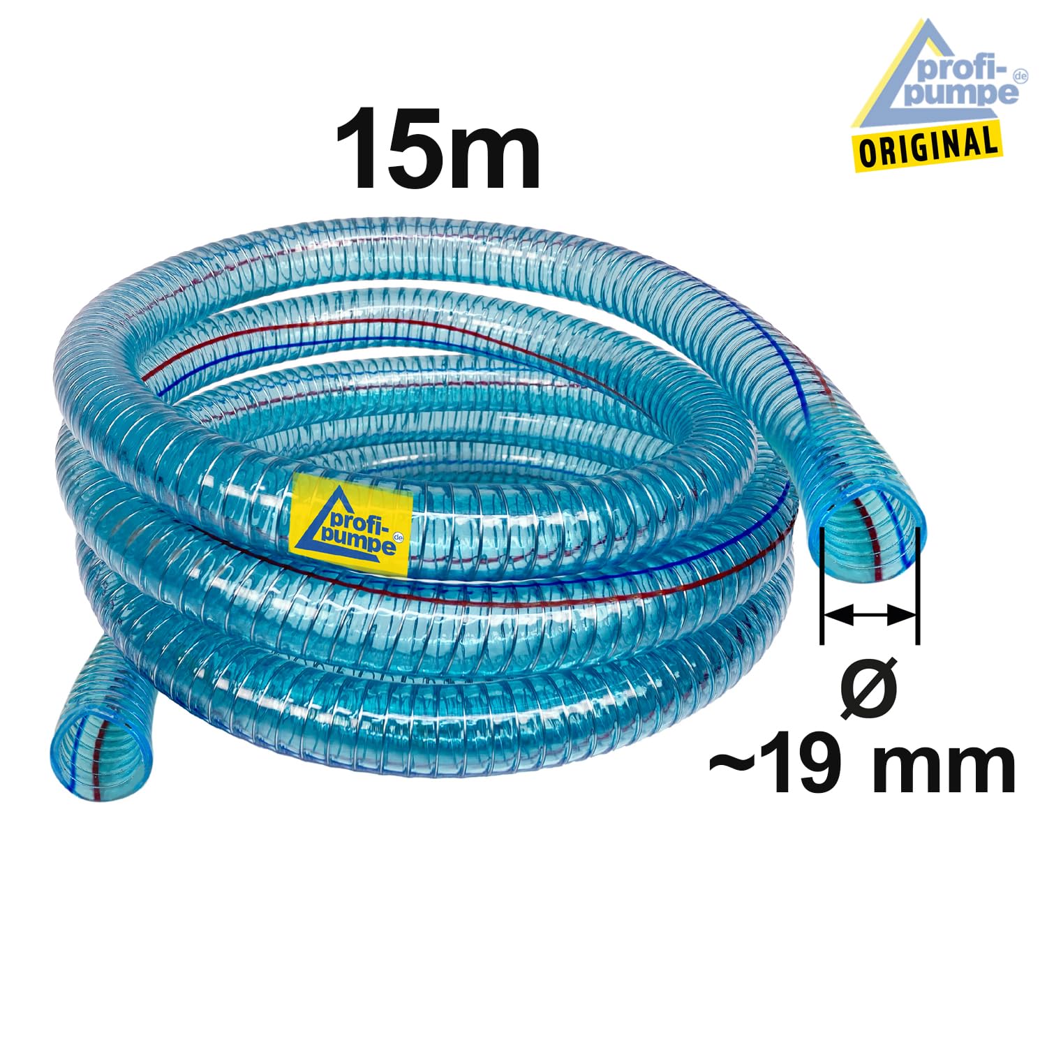 AMUR Wąż diesla, wąż do benzyny do pompy olejowej, wąż spiralny, wąż ssący/ciśnieniowy do pompy oleju napędowego, pompy wody (wąż spiralny 3/4 cala – 15 m)