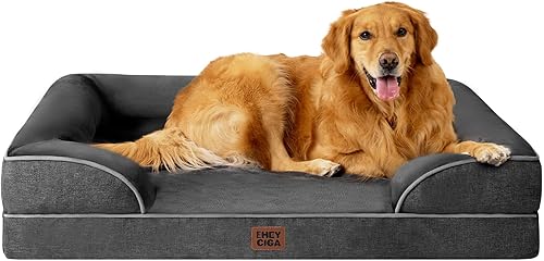 EHEYCIGA Camas ortopédicas para perros grandes, cama grande de espuma viscoelástica impermeable con lados, parte inferior antideslizante y espuma