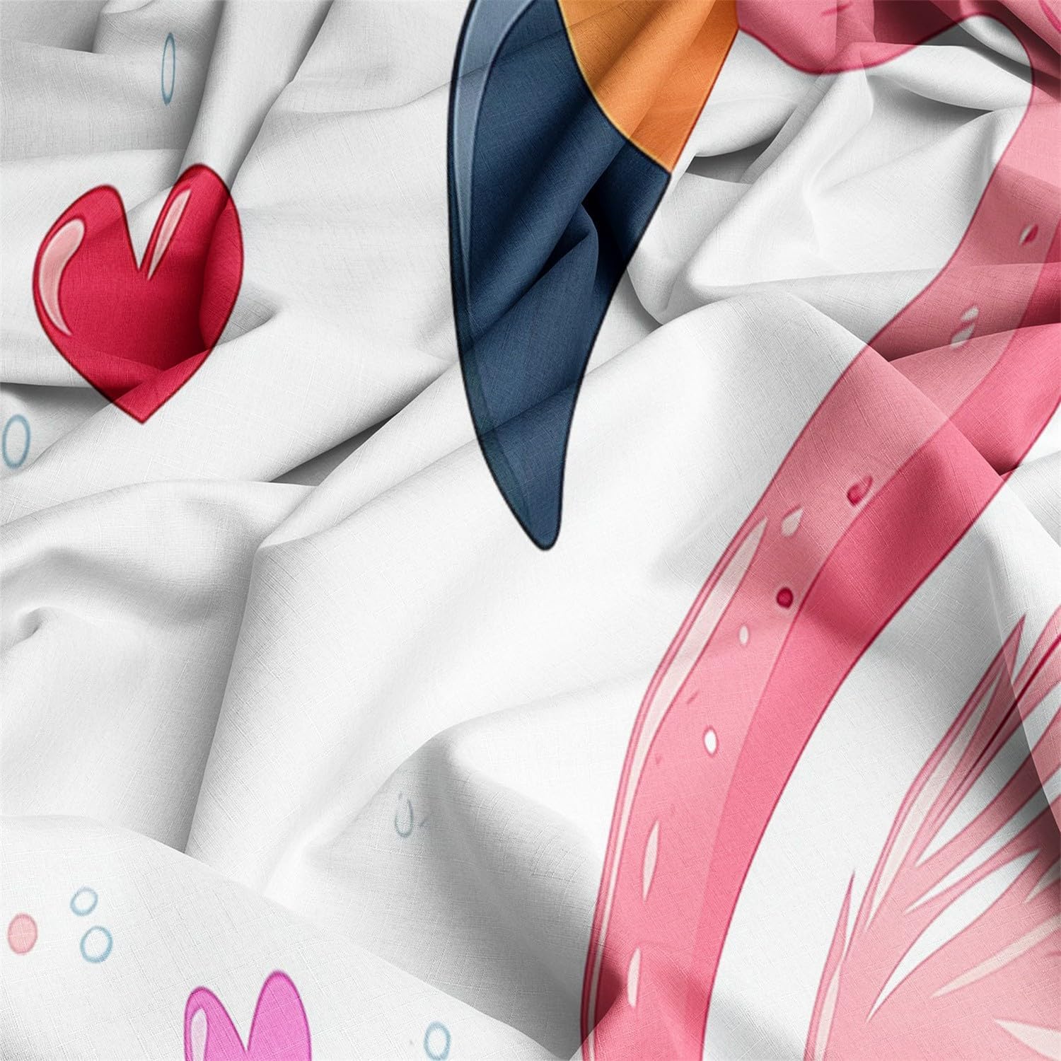 Duvet Cover Twin Size, Boys and Girls Cute Flamingos Love Hearts Microfiber Print Bedding Set with 4 Corner Ties and Concealed Zip White Reversible Duvet Covers